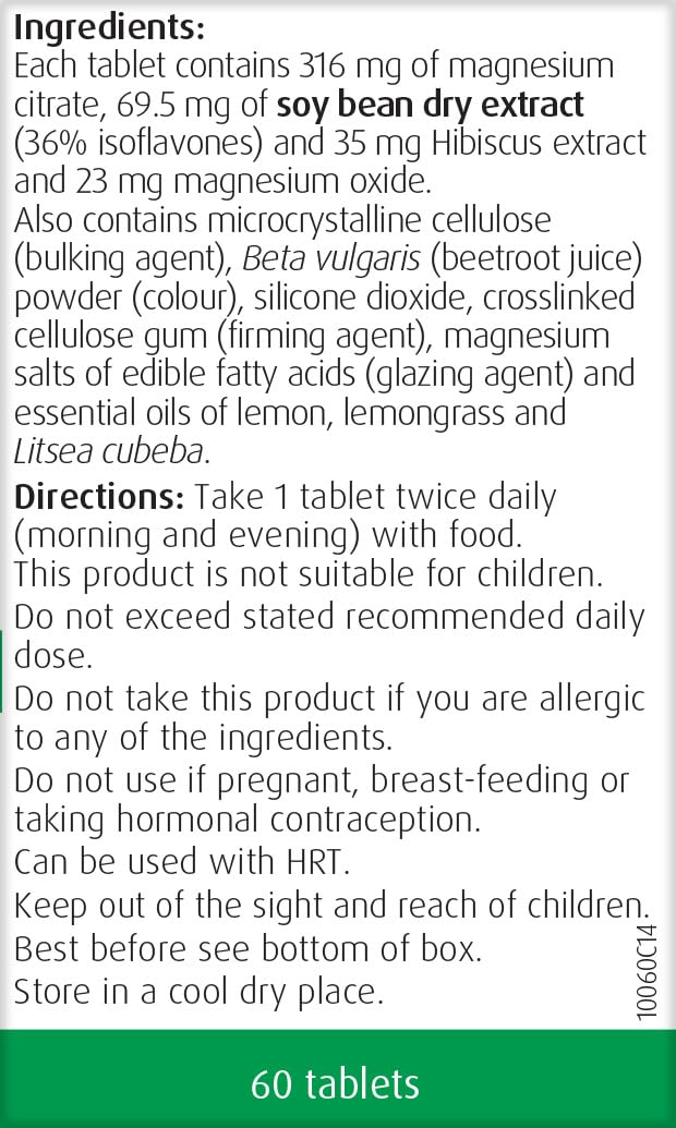A.Vogel Menopause Support | Menopause Supplement | Support for Perimenopause & Menopause Symptoms | Soy Isoflavones, Magnesium & Hibiscus | 60 Tablets 60 count (Pack of 1)