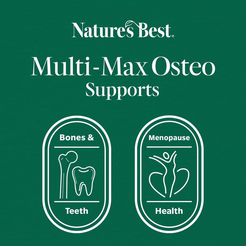 Nature's Best Multi-Max Osteo Multivitamin for Bones - with Vitamin C, D, Magnesium, Calcium - Comprehensive Bone Health Support - UK Made - 90 Tablets (Over 1 Month's Supply) 90 count (Pack of 1)