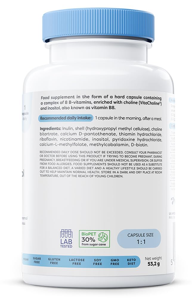 Osavi B–Complex with Choline & Inositol – 120 Vegan Capsules | Complete B–Vitamin Support for Energy, Nervous System & Mental Performance | with VitaCholine® | Clean Label | Vegan–Friendly 120 count (Pack of 1)