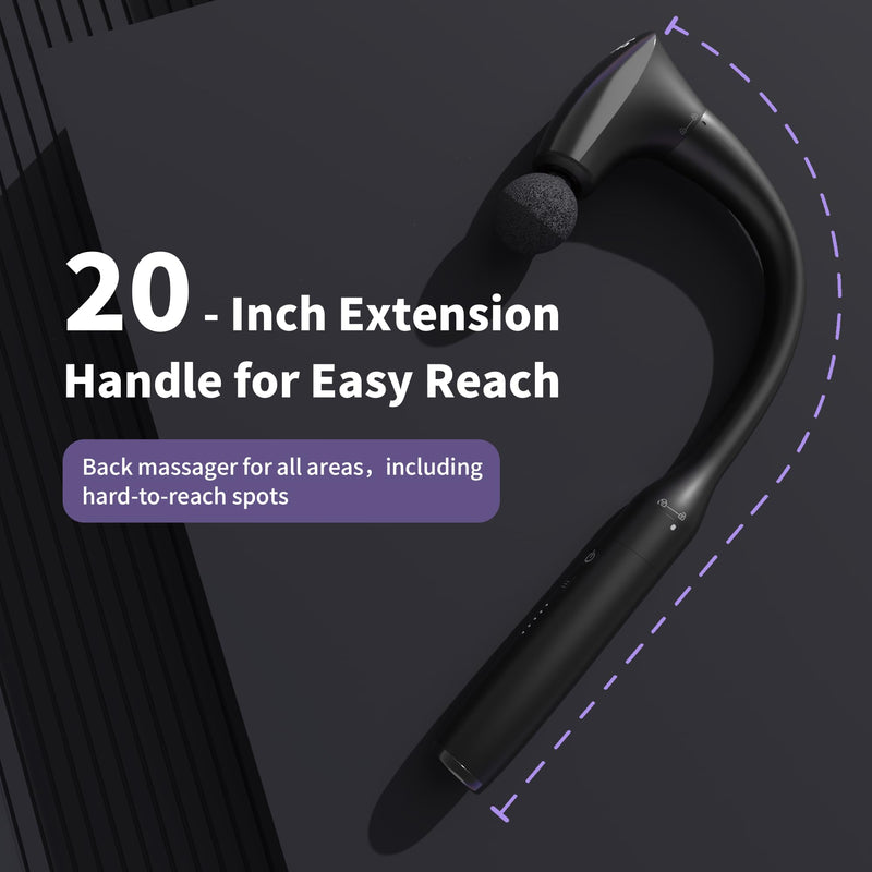 [Australia] - 2-in-1 Detachable Muscle Massage Gun Deep Tissue with 20'' Extension Handle, Back and Neck Massager for Pain Relief, Handheld Massager for Shoulder Lower Back Leg Waist, FSA-HSA Eligible 