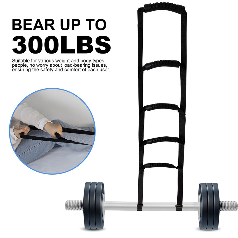 [Australia] - Bed Ladder Assist - Pull Up Sit Up Assist Device with Non-Slip 5 Handles & Adjustable Height, Rope Ladder Strap, Mobility Aid for Elderly, Senior, Injury Patient, Pregnant, Handicap, Safe Bed Transfer 5H 