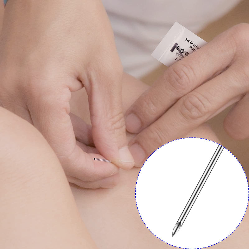 [Australia] - Chumia Piercing Kit 100 Pcs Piercing Needle with 1 Pcs Clamps Stainless Forceps Clamp Hollow Needle Mixed Sizes 12g 14g 16g 18g 20g for Ear Nipple Belly Tongue Body Tools 