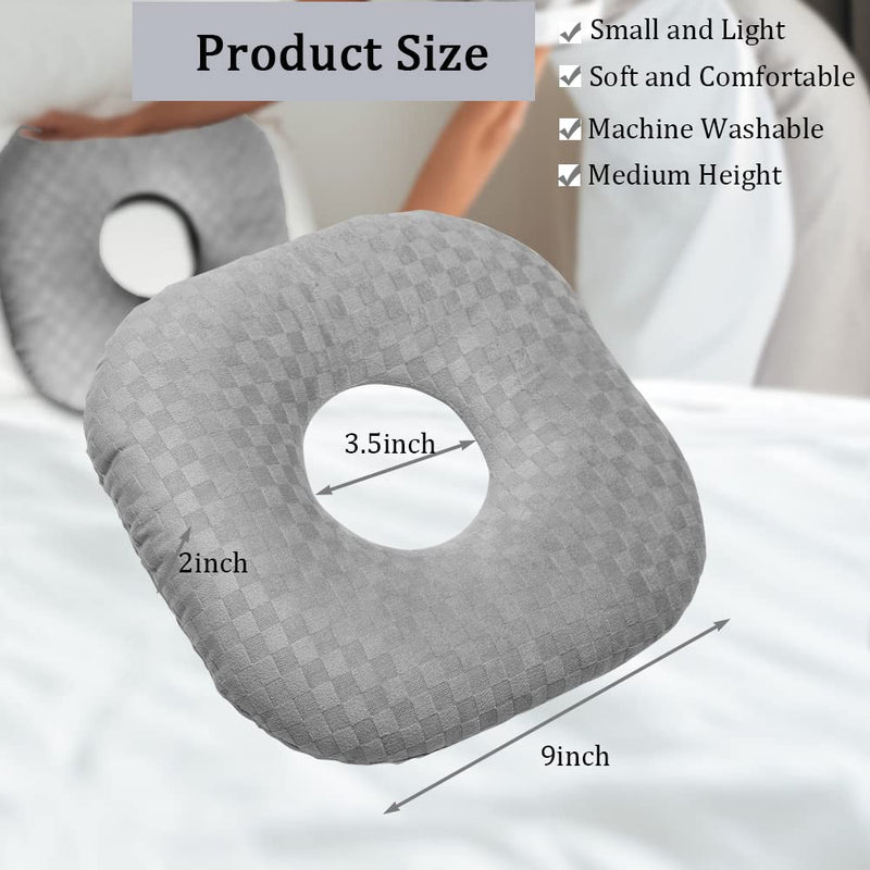 [Australia] - Ear Piercing Pillow for Side Sleepers with an Ear Hole for CNH and Ear Pain Ear Inflammation Pressure Sores, Cotton O-Shaped Side Sleeping Pillow, Ear Guard Pillow Gray 