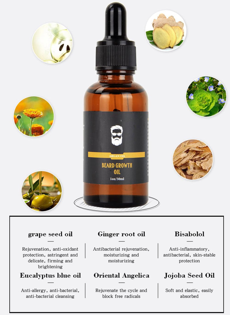 [Australia] - Beard Growth Kit-Beard Kit for Men/Beard Growth Oil, 0.5mm Beard Roller Stimulate Beard and Hair Growth, Beard Kit for Spot/Patchy Beard,Birthday &Valentines Gifts for Men Boyfriend Husband 