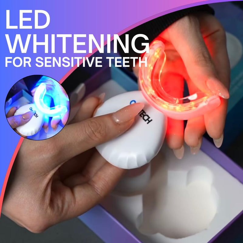 [Australia] - Premium Teeth Whitening Kit for Sensitive Teeth, 32X Dual Blue and red LED Lights, +4 whitening Pens, Enamel Safe 