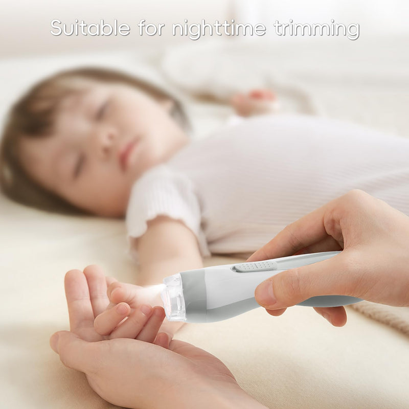 [Australia] - Baby Nail Trimmer Electric, 15 in 1 Baby Nail Clippers for Gentle Nail Care, Rechargeable Baby Nail File Electric with Light &15 Grinding Pads for Infant Toddler, Grey 