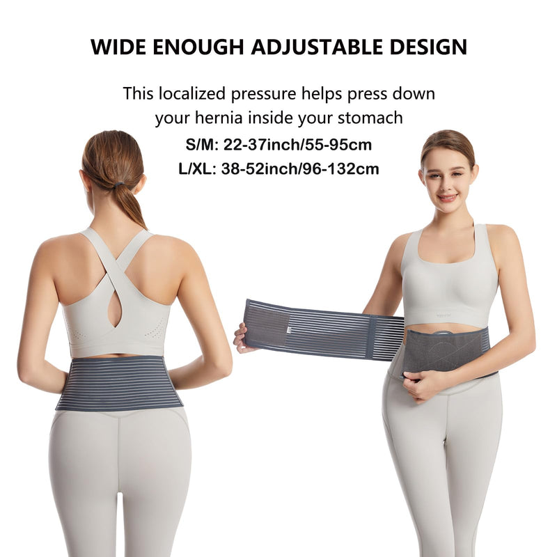 [Australia] - Umbilical Hernia Belt for Men and Women - Hernia Support for Men with 2 Compression Pad (inguinal, femoral, incisional) - Abdominal Binder Post Surgery and Postpartum （L/XL） L/XL 