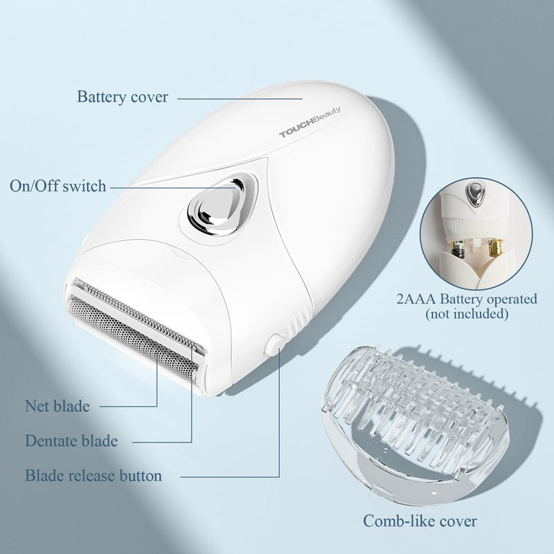 [Australia] - Women's Electric Shaver, TOUCHBeauty Women's Electric Shaver, Trimmer for Women for Body, Armpits, Legs and Bikini Zone, Compact Lady Shaver AG-1459W(White) White 