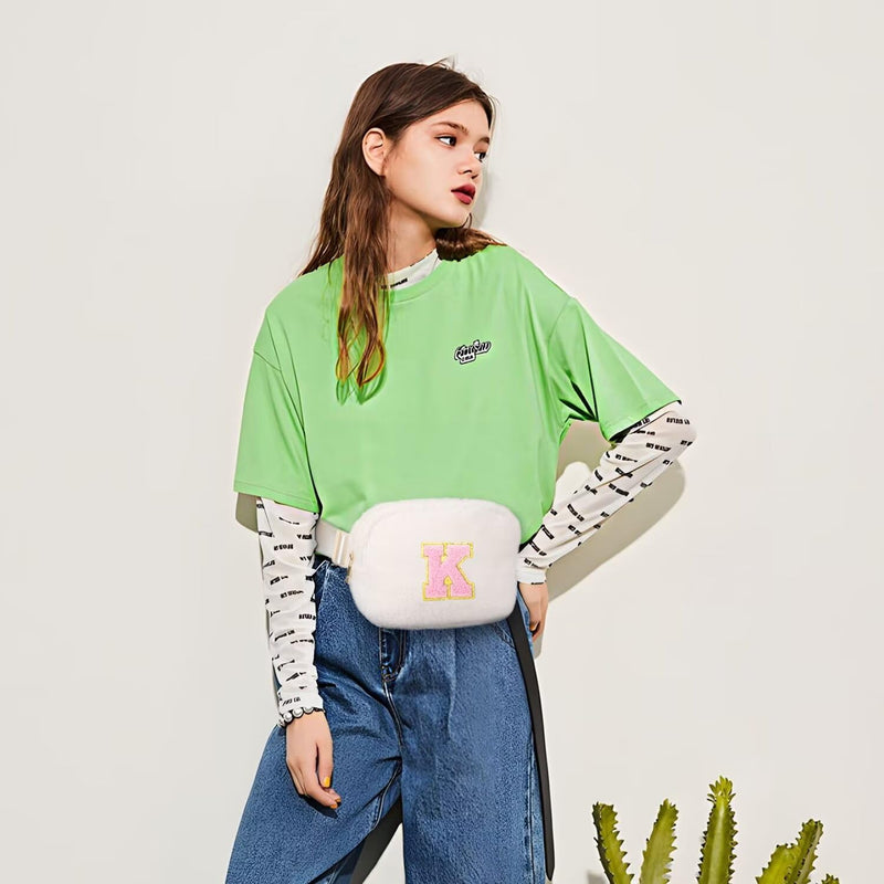 YOOLIFE Initial Girls Makeup Bag and Crossbody Bag T