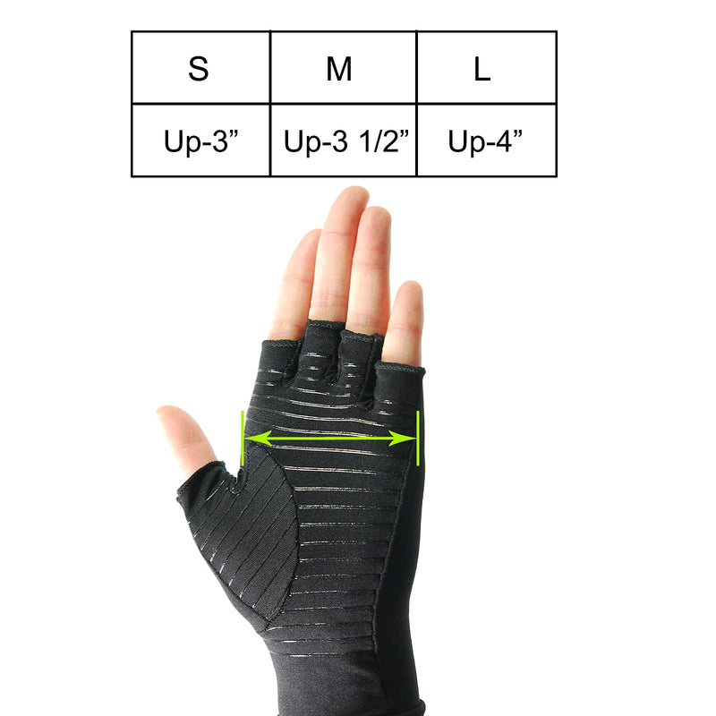 Arthritis Copper Compression Gloves – Highest Infused Copper Content, Comfortable Fit for Men and Women, Alleviate Rheumatoid Pains, Ease Muscle Tension, Relieve Carpal Tunnel Aches (L) Large (1 Pair)