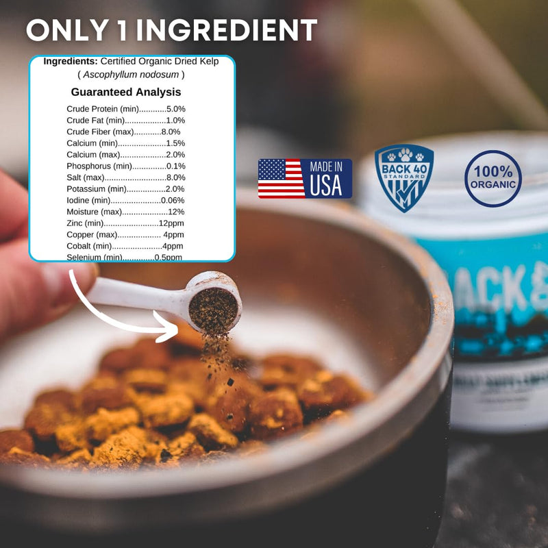 Kelp Powder, Dried Sea Kelp Supplement for Optimal Pet Health, Multifunctional Dog Vitamins Rich with Iodine & Omegas for Thyroid Health, Dental, Immune, Digestive, & Heart Health, 453g 16 OZ - PawsPlanet Australia