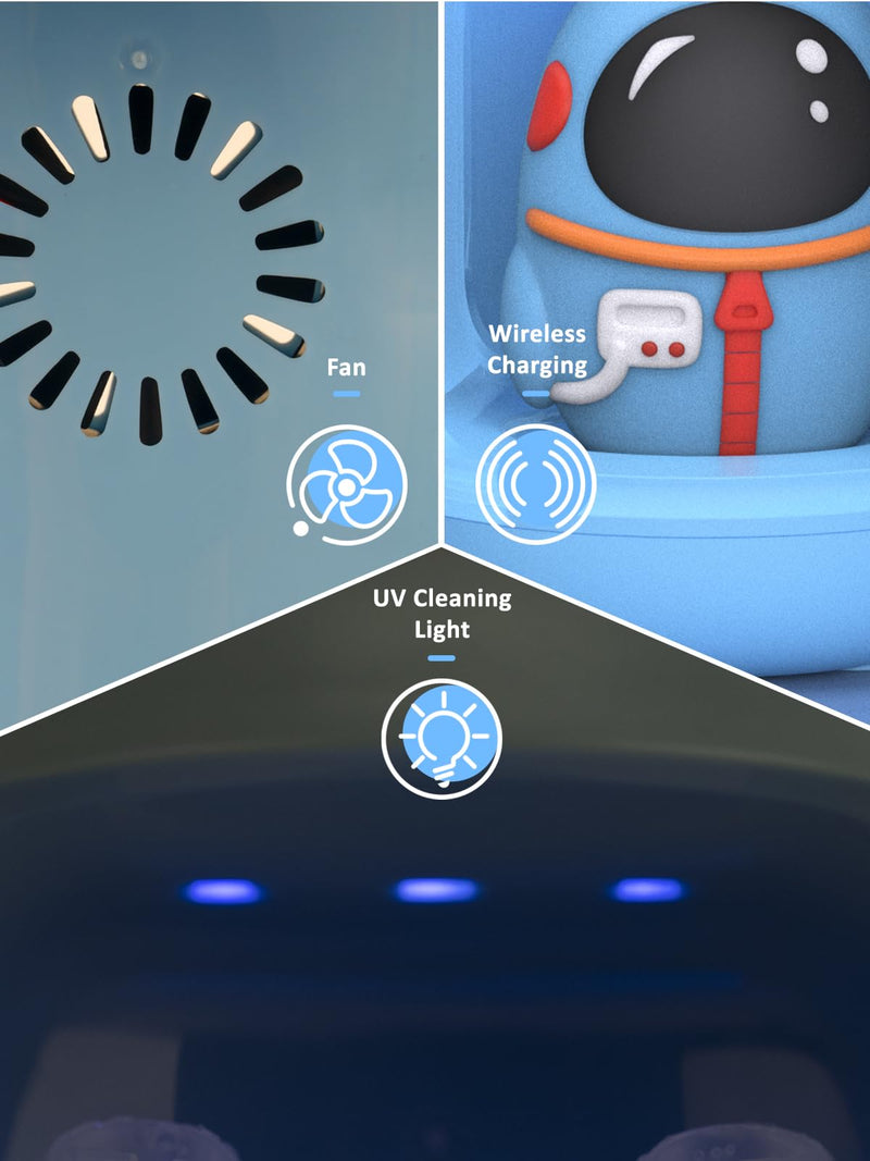[Australia] - FTOYIN Kids Electric Toothbrush with 3 Brush Heads, U Shaped Ultrasonic Toothbrush Kids with 5 Modes, 45s Smart Reminder, 360-Degree Automatic Cleaning, IPX7 Waterproof Design for Ages 2-12 Blue 1 Count (Pack of 1) 