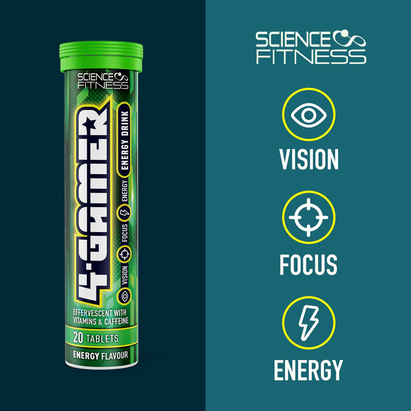 Gaming Supplement 4Gamer- Stimulants for Energy, Focus & Vision - Nootropic Brain Booster with Caffiene, Taurine & Vitamins (6 Tubes) 20 count (Pack of 6)