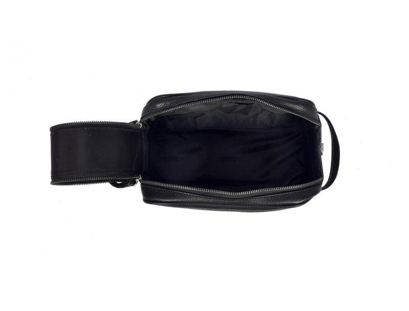 10" Premium Leather Toiletry Travel Pouch With Waterproof Lining | King-Size Handcrafted Vintage Dopp kit By Aaron Leather Goods (Jade Black) Jade Black