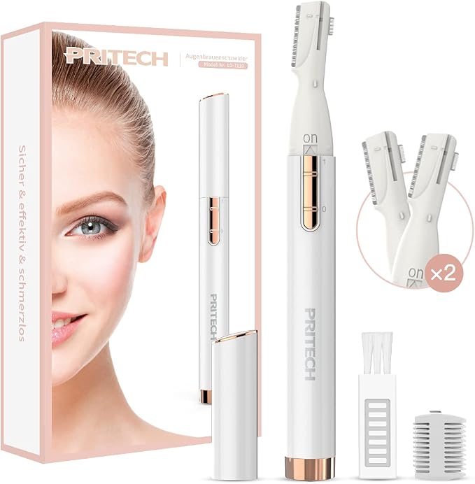 2025 Eyebrow Trimmer Facial Shaver for Women - Painless Facial Hair Remover, Mini Personal Grooming Tool with Combs White