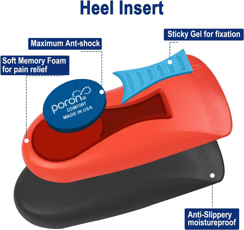 [Australia] - 3/4 High Support Arch Orthopedic Insoles Heel Poron Shock Absorbing Insole, Relief Plantar Fasciitis, Flat Feet, Metatarsal Pain, Heel Pain Men Women EU 39-46 Red Pu+yellow Fabric 
