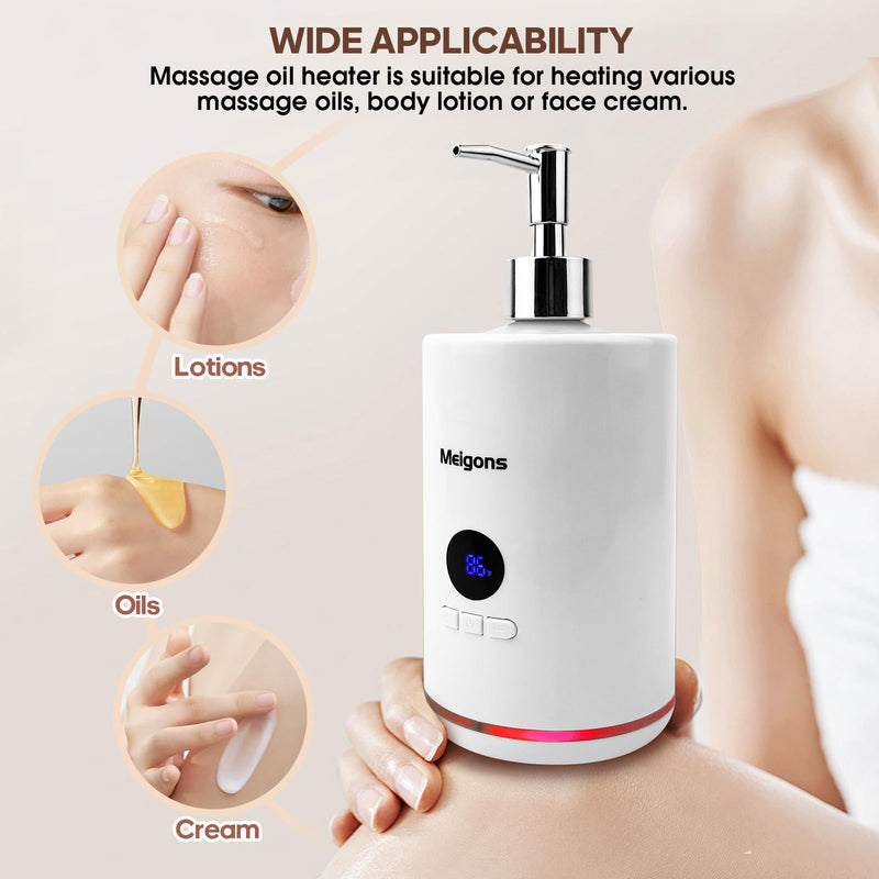 [Australia] - Oil Warmer for Massage, Massage Oil Warmer, Body Oils Heater for Spa, Salon and Barber Shops, with Two Oil Bottle Dispenser, Constant Temperature (White) White 