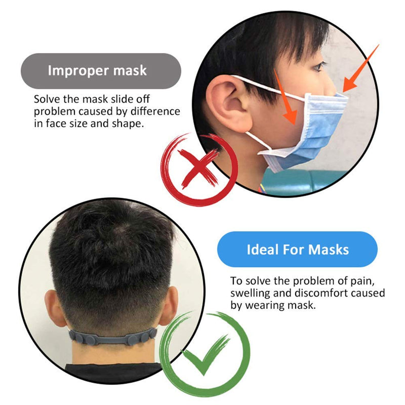 [Australia] - 4 PCS Extended Silicone Bands Anti-Tightening Strap for Masks to Prevent Ear Pain,Adjustable Comfort mask Grips Extension Buckle Holder Hook Ear Strap,Black 4 Count (Pack of 1) Black 