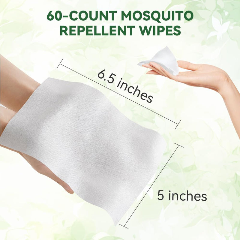 [Australia] - 60 PCS Mosquito Repellent Wipes, Individually Wrapped Insect Repellent Wipes Made of Natural Plant-Based Essential Oils, Safe & Effective Insect Protection Perfect for Outdoor Activities, Long-Lasting 60 