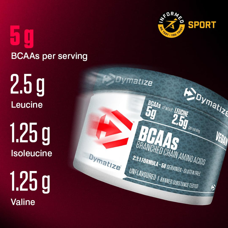 Dymatize BCAA Powder 300g - Essential Amino Acids - Leucine, Isoleucine, Valine 58 Servings