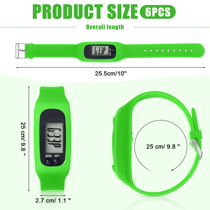 [Australia] - Geyoga Silicone Fitness Tracker Watch 6 Pcs Walking Running Pedometer Calorie Burning and Step Counting Bracelet Steps Pedometer Watch for Walking Men Women Kids Multicolor 