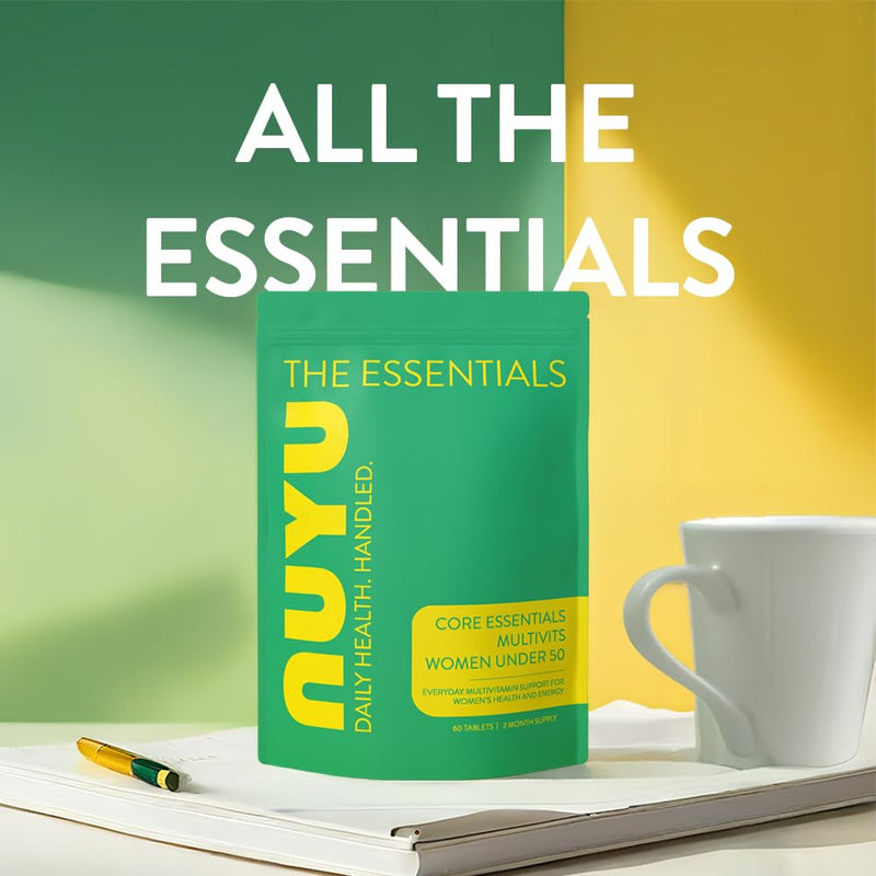 NUYU Core Essentials MultiVits Tablets for Women Under 50 - High Strength Daily Vitamins & Minerals with Iron & Magnesium - Energy, Immunity & Vitality Support. One-a-Day, 2 Month Supply.