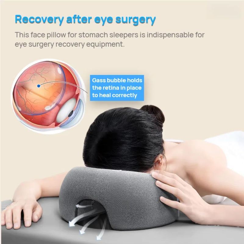 [Australia] - Face Down Pillow,Massage Pillow Face Down,Massage Headrest for Bed,Vacuum Packaging，with 20 Disposable Pillowcases,Skin-Friendly Grey Ergonomic Design Removable Pillowcase 