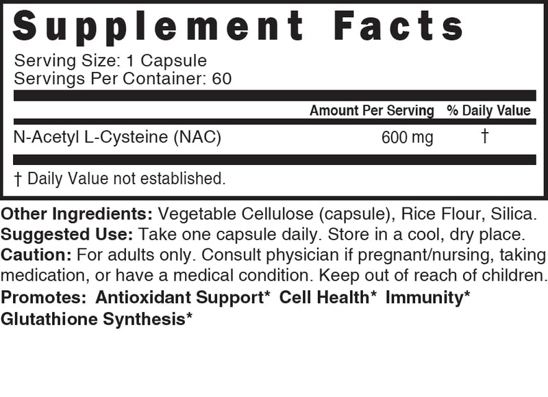 [Australia] - Nature's Fusions NAC Supplement N-Acetyl Cysteine - NAC 600 mg - Anti Aging Supplement, Antioxidant Supplement, Liver and Lung Support, Boost Glutathione - N Acetyl Cysteine (60 Capsules) 60 Count (Pack of 1) 