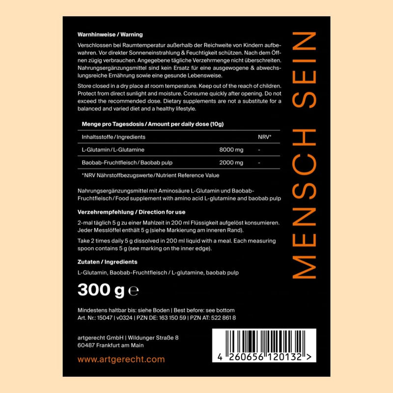 [Australia] - Species-appropriate PROTECT - High-quality L-glutamine with baobab | Supports intestinal health & regeneration | Vegan, gluten-free and taste-neutral | For optimal digestion and immune system 
