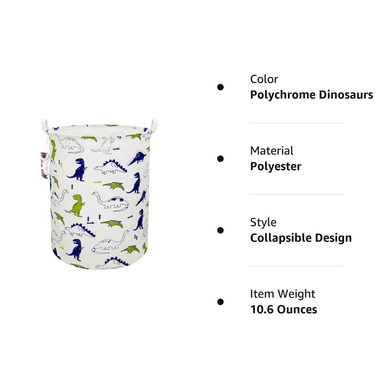 [Australia] - Dinosaur Laundry Basket Baby Laundry Hamper Cute Kids Hamper Toy Storage Bin Handles for Boys and Girls Dinosaur Room Decor (Polychrome Dinosaurs) Polychrome Dinosaurs 