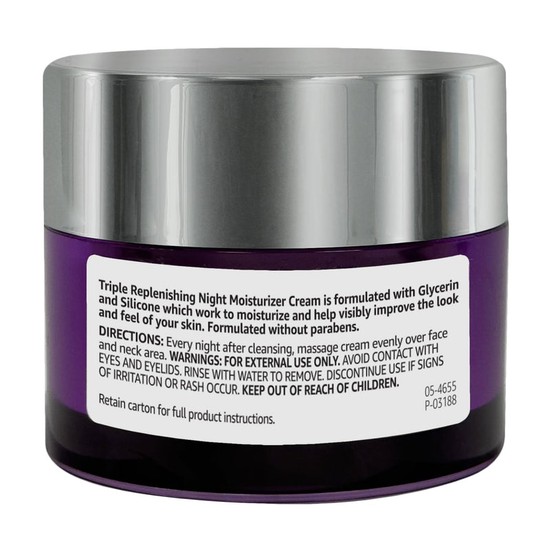 Amazon Basics Triple Replenishing Moisturizer Night Cream with Vitamin C, Glycerin, Shea Butter, 1.7 Ounces, 1-Pack