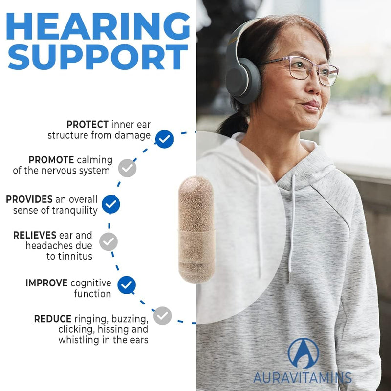 [Australia] - Audio Calm - Tinnitus Relief Supplement | Natural Stop Tinnitus Solution - Relieves Ear Ringing, Buzzing, Clicking | 60 Capsules (1) 1 