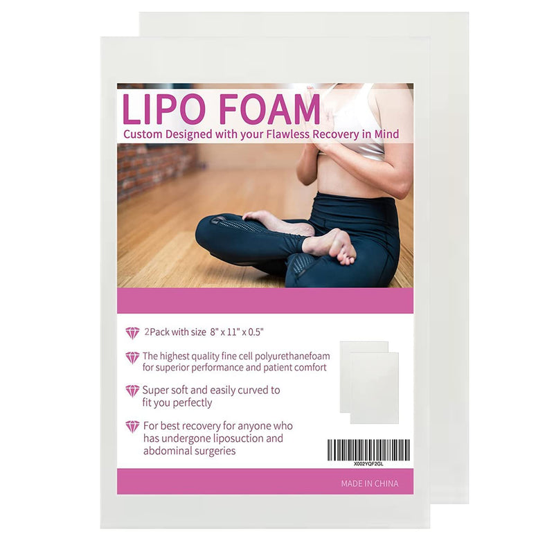 2 Pack Lipo Foam Pads BBL Post Surgery Foam Boards Liposuction Surgery Foam Sheet for Using with Flattening Abdominal Ab Board Compression Garments Lipo Foam for Recovery Tummy Tucks 8''X11'' 2