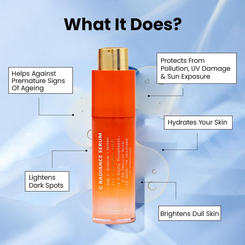 TRUTH & BEAUTY Vitamin C Serum for Face With Hyaluronic and Ferulic Acid, Boost Skin Collagen,Hydrate & Plump Skin, Anti Aging & Wrinkle Facial Serum - 1.01 Fl Oz Advance Advance C Radiance Serum