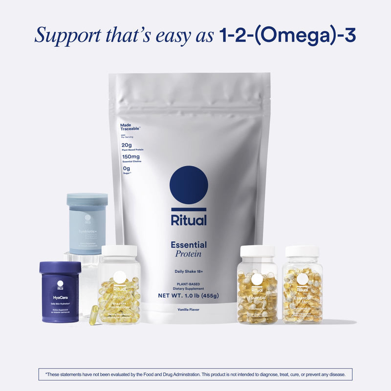 [Australia] - Ritual Omega 3 - Vegan - Science-backed Dose of DHA & EPA Fatty Acids in 2:1 Ratio, Bioavailable, Brain and Heart Health Support, Minimal Burp-Back, Sustainably Sourced Microalgae, 30 Day Supply 