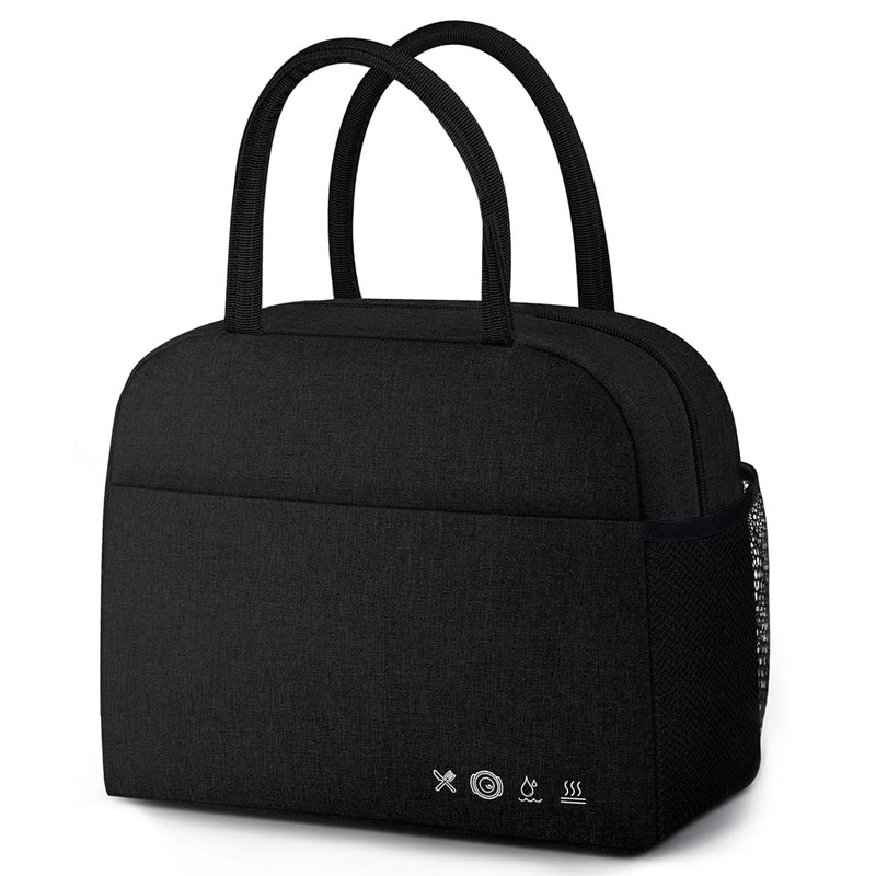 [Australia] - DALINDA Lunch Bag Lunch Box for Women Men Reusable Insulated Lunch Tote Bag,Leakproof Thermal Cooler Sack Food Handbags Case High Capacity forTravel Work School Picnic- Black 