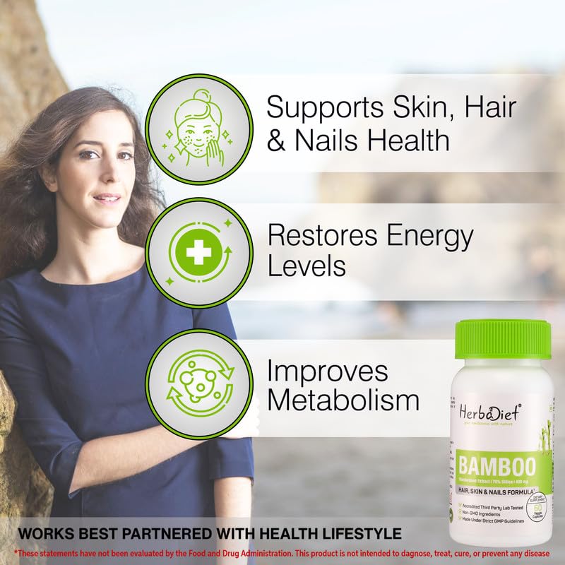 [Australia] - Bamboo Extract Capsules | Supports Healthy Skin, Hair & Nails | Natural Hair Supplement with 70% Silica (120 Capsules) 