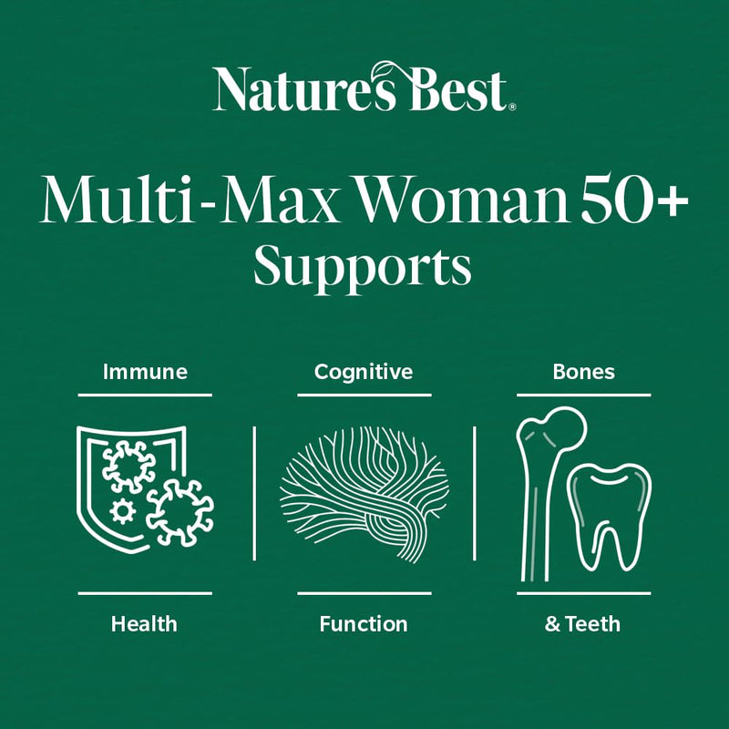 Nature's Best Multi-Max Multivitamin for Women Age 50+ - with Vitamin B6, Folic Acid, Zinc and More - UK Made - 90 Tablets (3 Months' Supply)