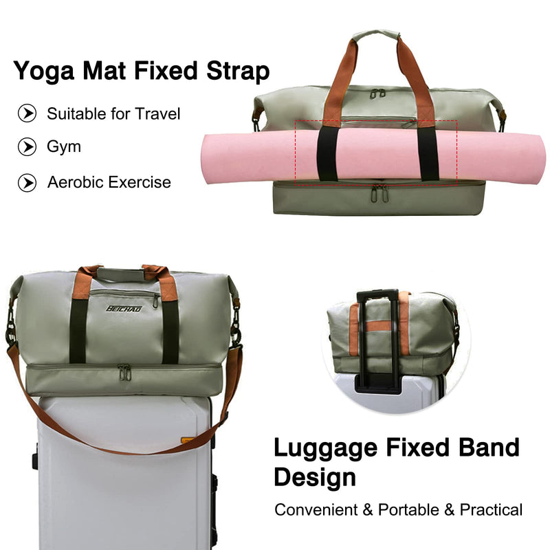 FANDARE Travel Handbag Sports Gym Bag Weekender Carry On Overnight Bags for Women Men Duffle bag Sport Workout Gym Swim Hospital Shoulder Bag with Luggage Sleeve & Shoe Compartment Light Gray