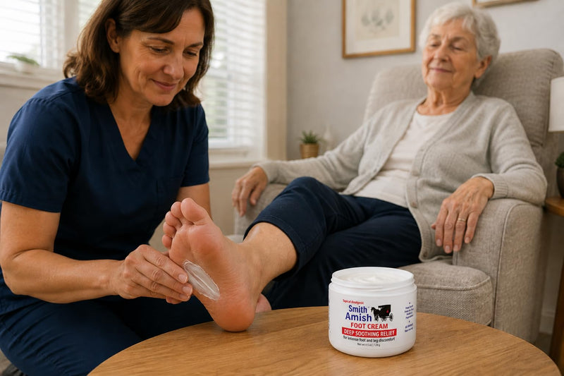 Smith Amish Foot Cream, Deep Soothing and Calming to Foot and Legs. 4.5 oz | Refreshing Hydration for Dry, Tired Feet & Legs - Tea Tree, Peppermint & Botanical Comfort Blend