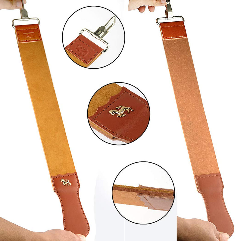 [Australia] - Straight Razor Strops with Sharpening Stone Dual Leather Strops Barber Hair Removal Shaving Sharpener Folding Knife Sharpening Belt 
