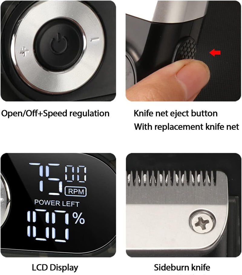 [Australia] - KEMEI Foil Shaver Barber for Men,Electric Razor Rechargeable with Beard Trimmer,Cordless Lithium Titanium Foil Shavers with Travel Case Green 