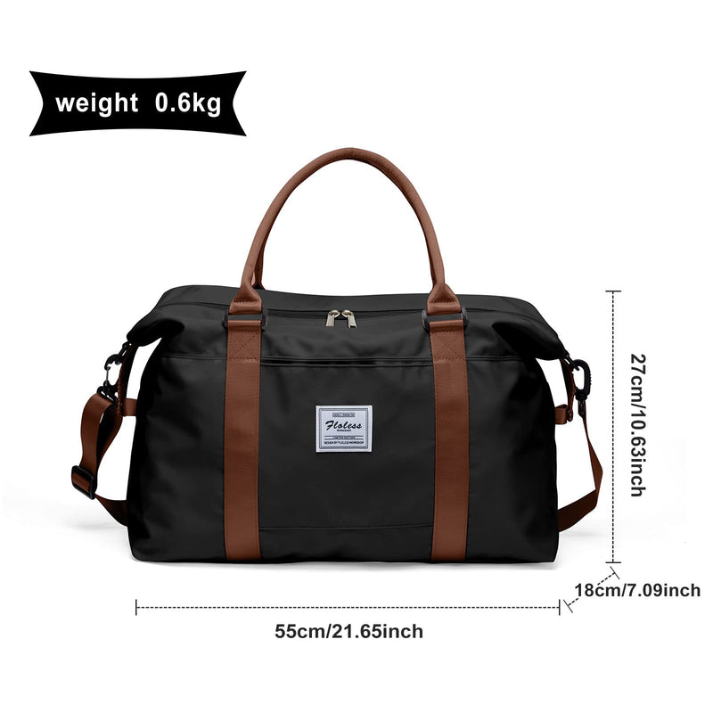 Womens travel bags, weekender carry on for women, sports Gym Bag, workout duffel bag, overnight shoulder Bag fit 15.6 inch Laptop (Large, Black)