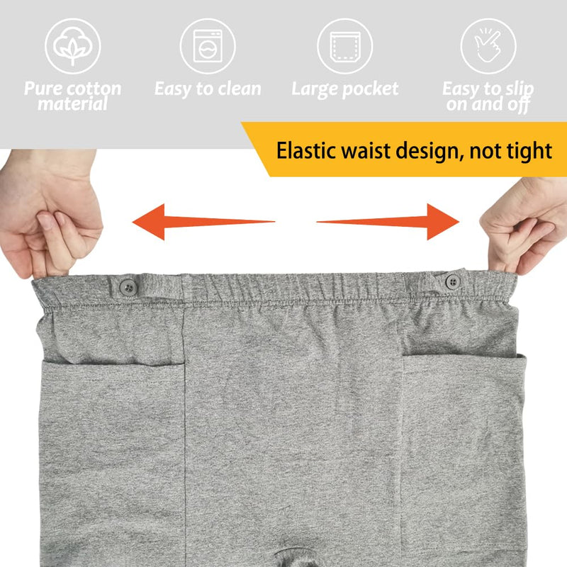 [Australia] - 2 PCS Postoperative Care Ostomy Stoma Shorts for Nephrostomy Bag and Catheter Leg Bag, Comfortable, Machine Washable Large 