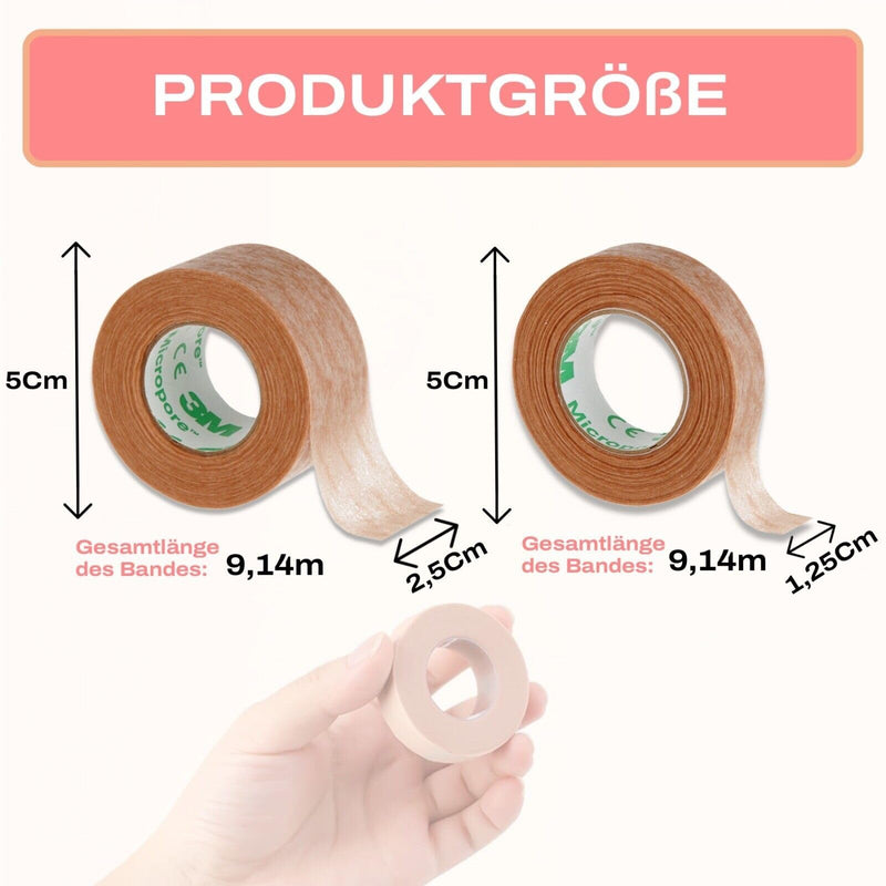 [Australia] - 3M Micropore Tape Non-Woven Plaster Skin Colors with Application Tips by P-Beauty - Medical Adhesive Tape Eyelash Extension, Skin Plaster Hypoallergenic, Breathable, Waterproof (1.25cmx9.14m, 1 Roll) 1.25cm 