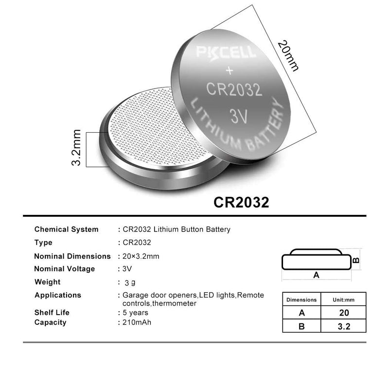 PKCELL CR2032 CR2032 Batteries ECR2032 DL2032 3V Lithium Batteries (5pc/1card) 5pc(1card)