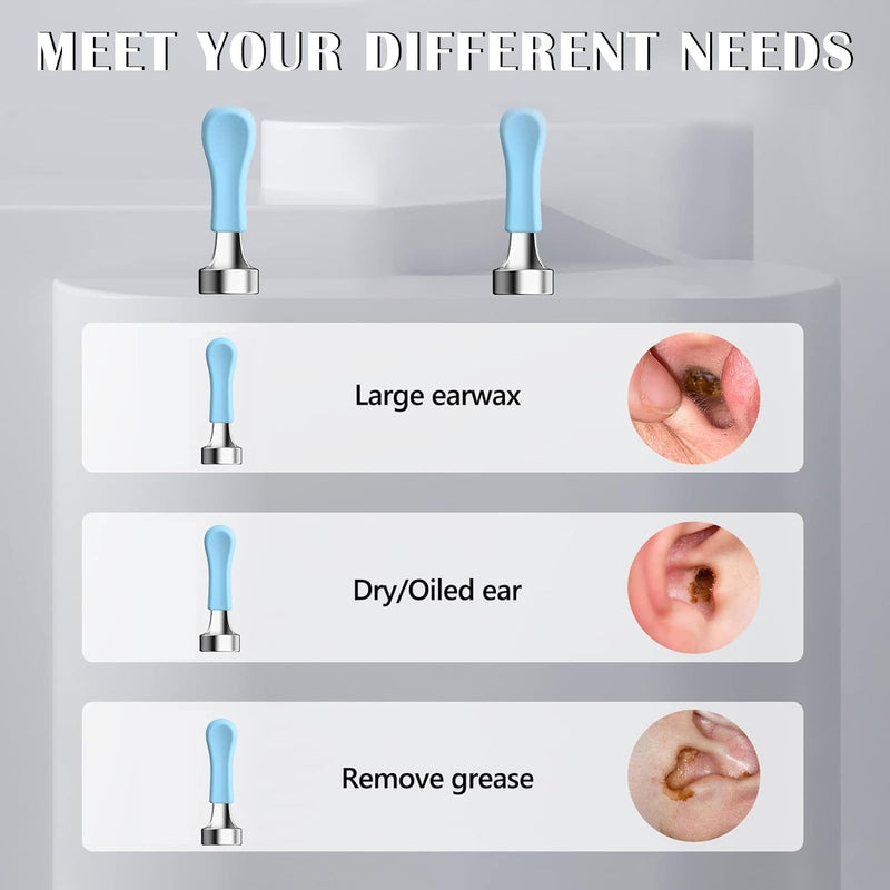 [Australia] - Ear Wax Removal Tool Replacement Tips, 6 pcs for Wet/Dry Earwax Cleaning, Original Ear Cleaner Camera Tips for Bebird Earsight Plus series/30S/R1/X17 Pro/D3 Pro etc Blue/Silver 