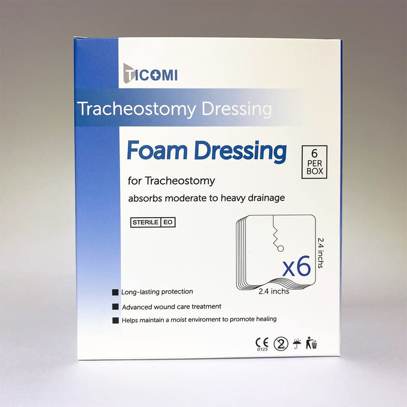 [Australia] - Tracheostomy Dressing Pad ,Thicken Sponges, Trach Stoma Care , Sterile (Pack of 6) 2.4*2.4inchs 