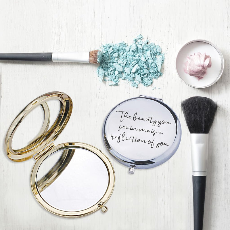 [Australia] - Love, Georgie "The beauty you see in me is a reflection of you" Pocket Mirror. Gift for Weddings, Birthdays, or Mother's Day. Compact Mirror for the Mother of the Bride or Groom. (Gold) Gold 