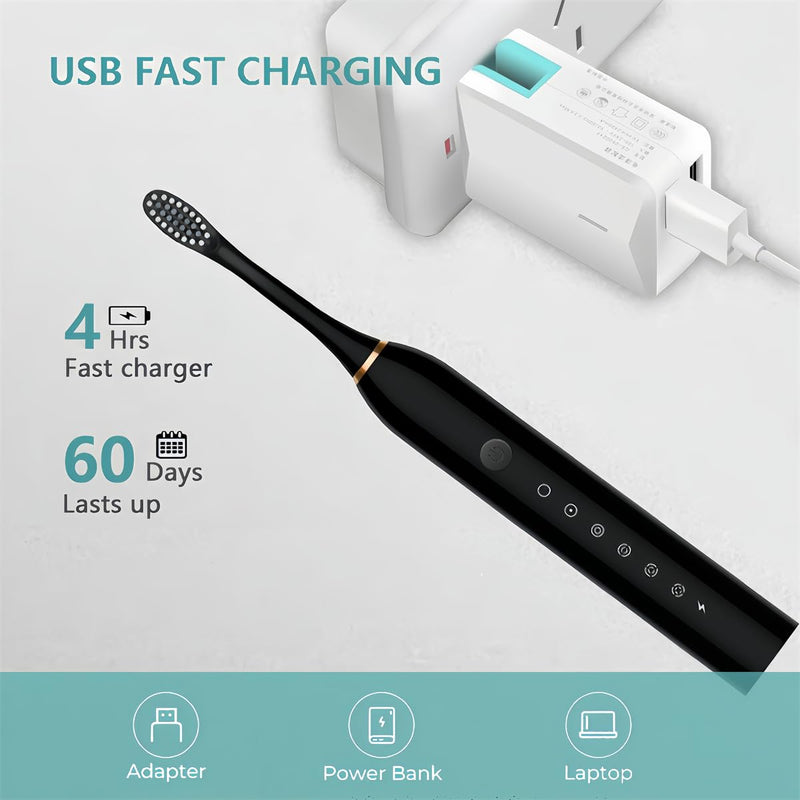 JIMBOBO 2024 Upgraded Electric Toothbrush for Teen Boys Girls USB Rechargeable Sonic Toothbrush with 8 Brush Heads 42000 VPM Whitening 6 Cleaning Modes 2 Min Smart Timer 60 Days Endurance (White) White-x3 1 Count (Pack of 1)
